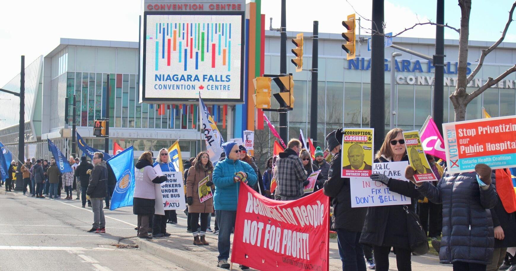 Rally outside convention centre during PC policy conference - Vimarsana News