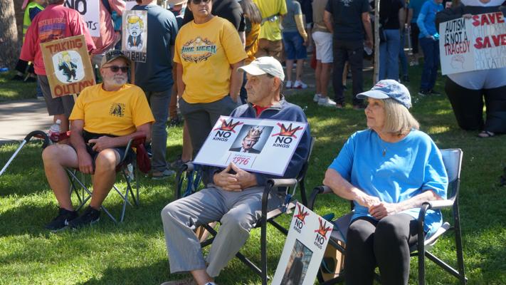 Inflatable animal costumes hide supportive message at No Kings rally in ...