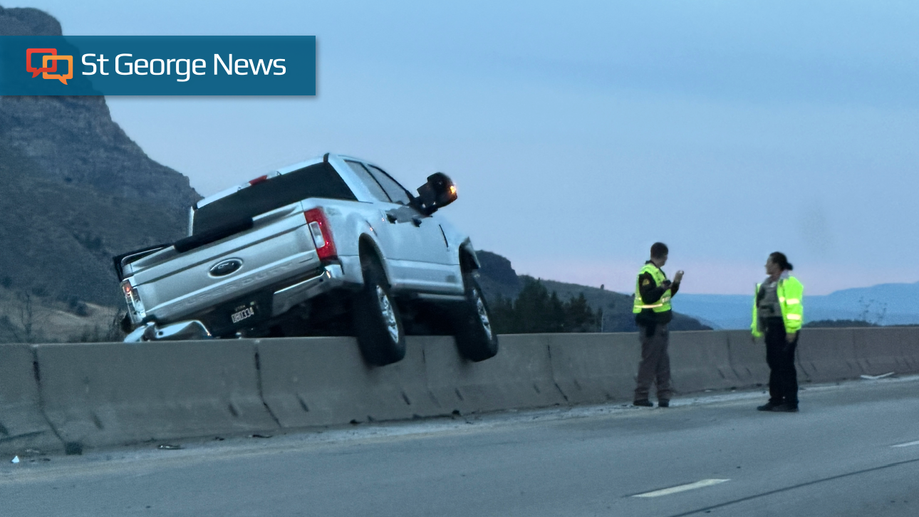 Washington County crash leaves scattered debris, pickup perched on ...