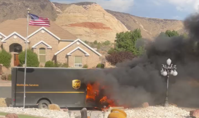 Ups Rack Fire UPS truck bursts into flames in Winchester Hills; bullet casings pop ...