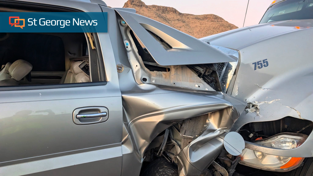 2 transported to hospital after semi slams into back of pickup truck on I-15 near Utah border