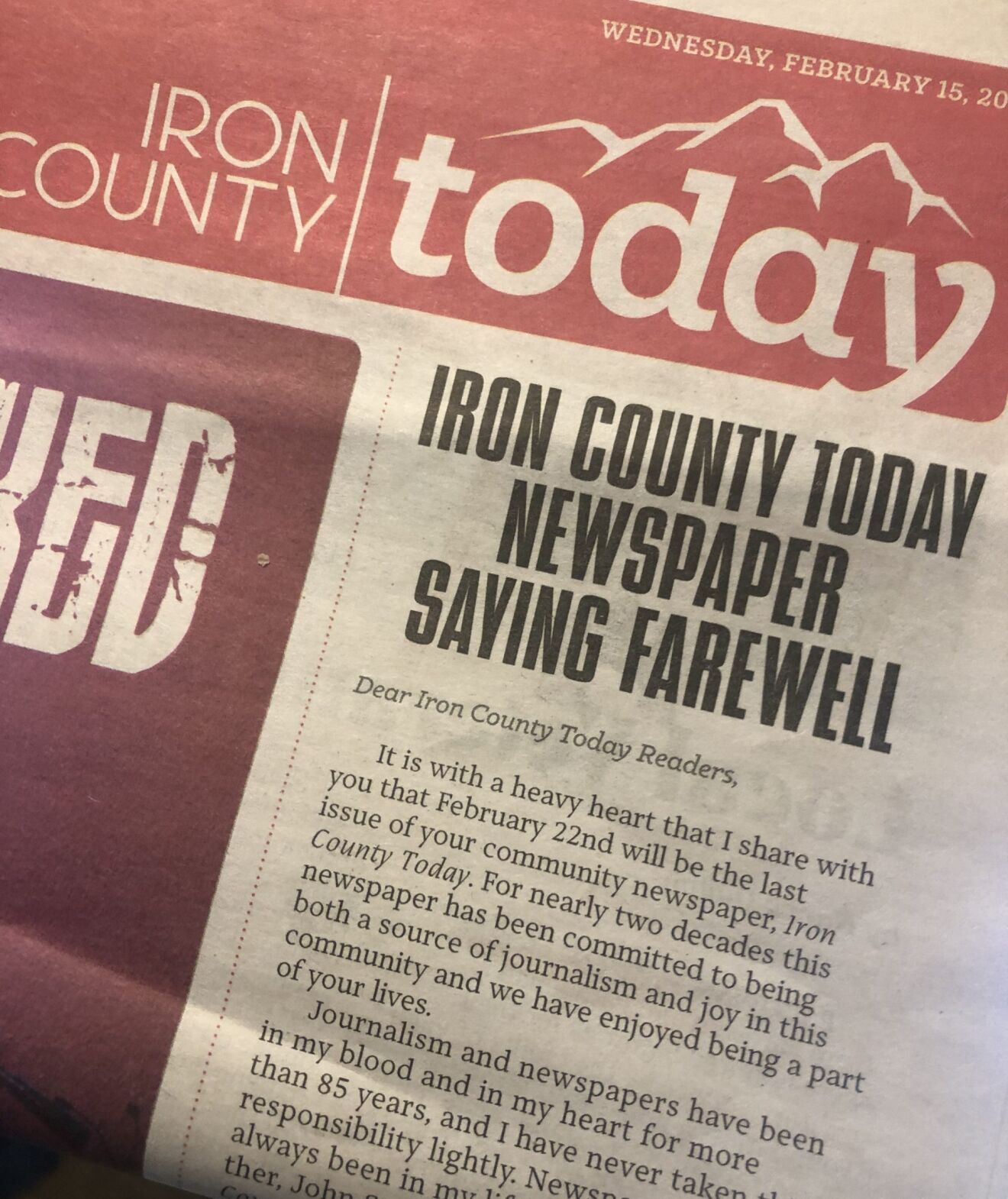 Iron County Today newspaper to print its final issue next week, publisher  announces | Local News | stgeorgeutah.com