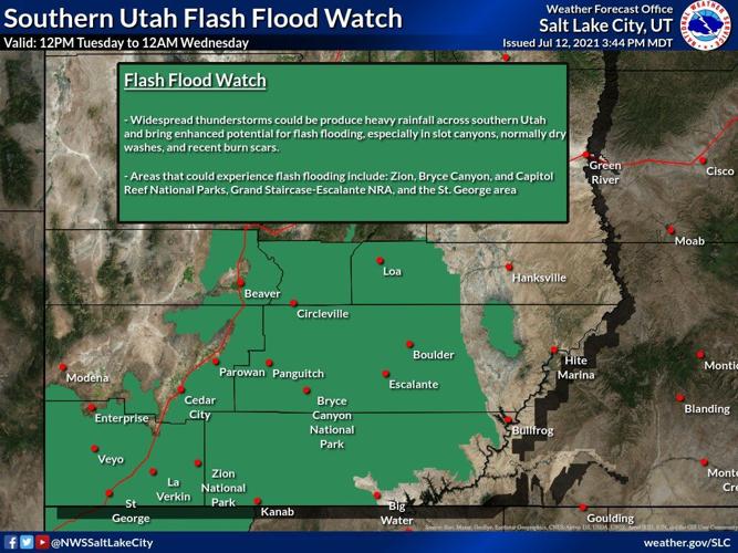 Weather alert: Flash flood watch issued for large area of Southern Utah ...