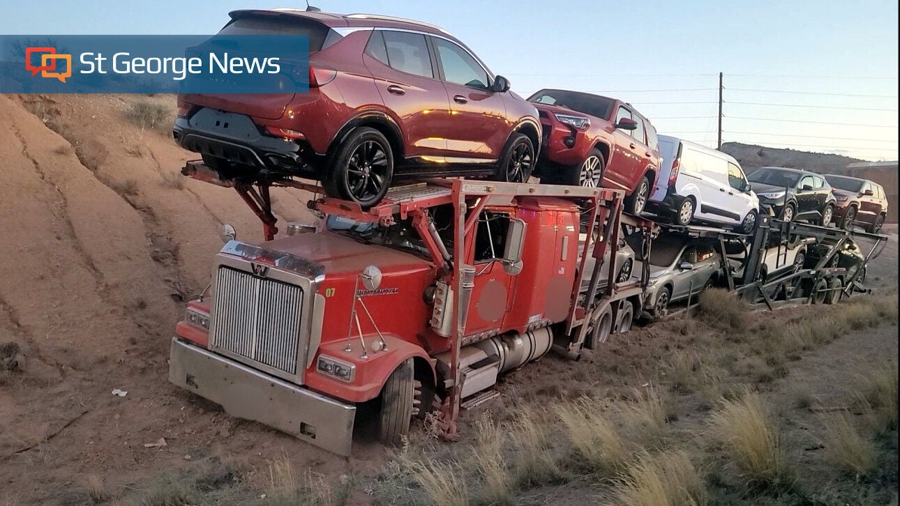 Driver arrested on DUI suspicion after car hauler crashes on I-15 in St ...