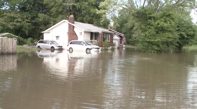 Home in East St. Louis after flash floods beginning on July 26, 2022