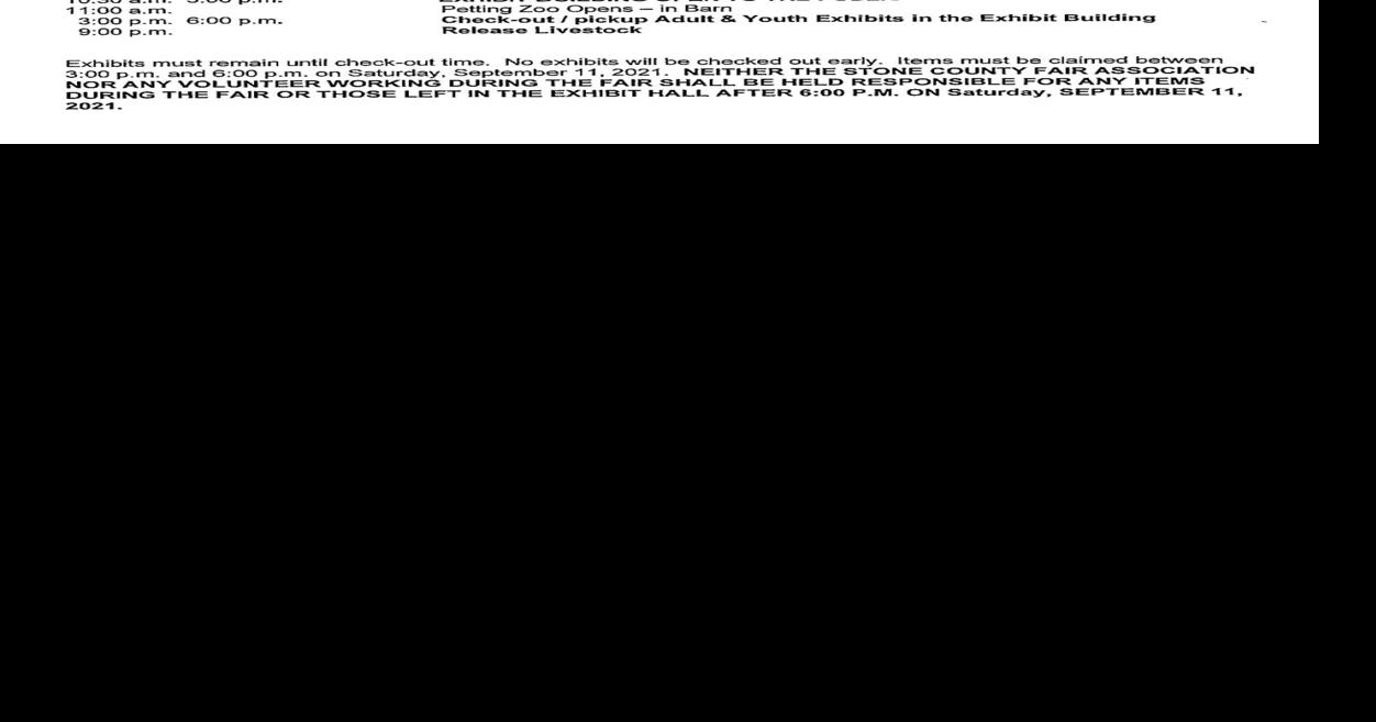 2021 Stone County Fair Schedule News