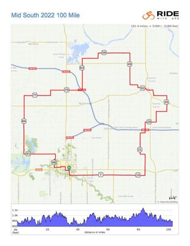Mid South 100 mile route pre-ride 