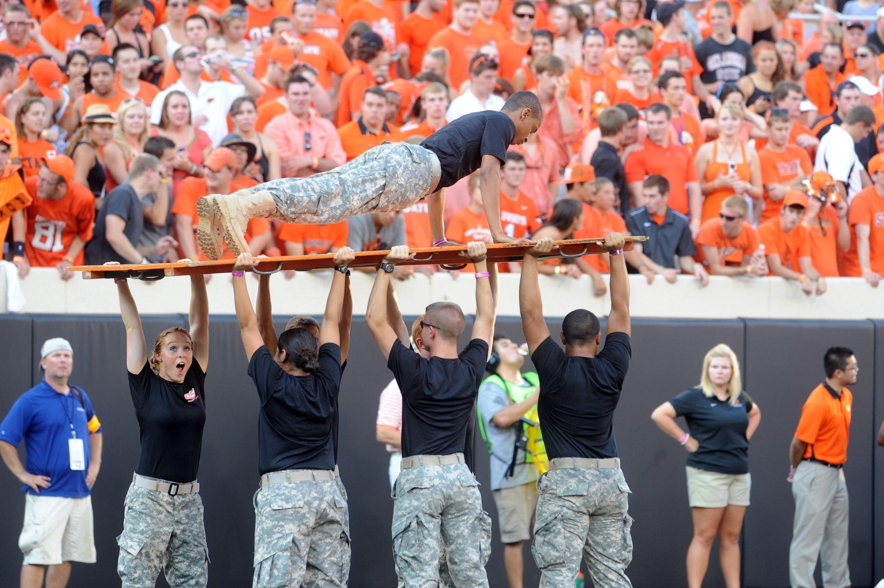 ROTC pushup board team builds spirit with Oklahoma State fans Local