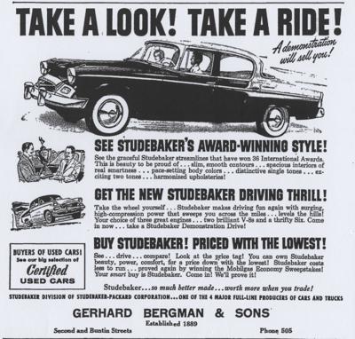 Gerhard Bergman & Sons ad from the May 20, 1955 Vincennes Sun-Commercial