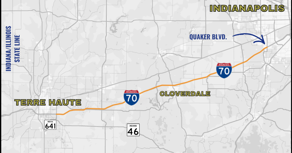 Lane closures to impact I-70 between Terre Haute and Indianapolis for patching