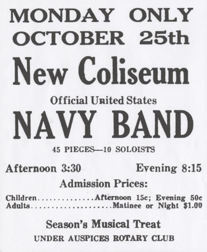 United States Navy Band ad that appeared in the Oct. 24, 1926, Vincennes Commercial