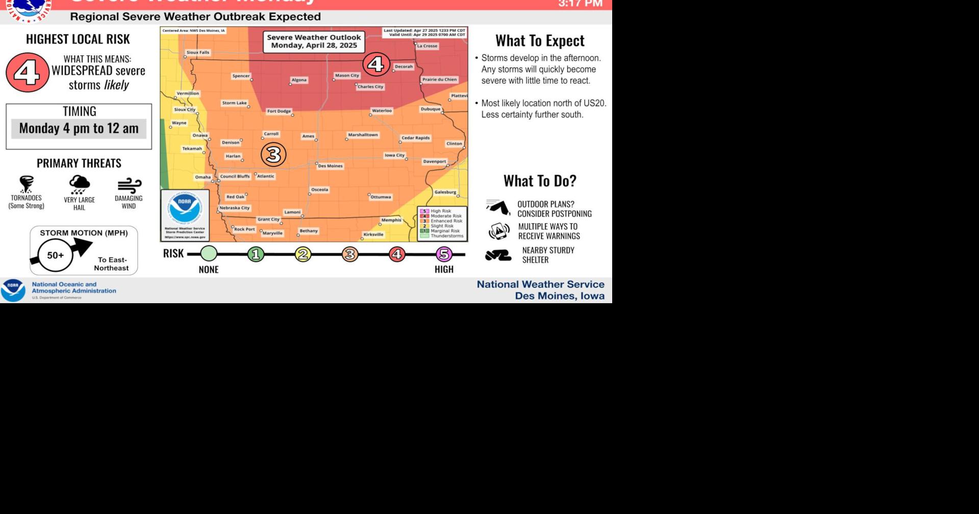 SEVERE WEATHER: SW Iowa remains in enhanced risk for Monday severe ...
