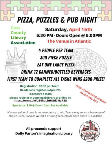 Pizza, Puzzles, and Pub Night on April 15