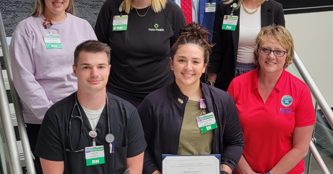 Cass Health RN and National Guard Member presents Patriot Award