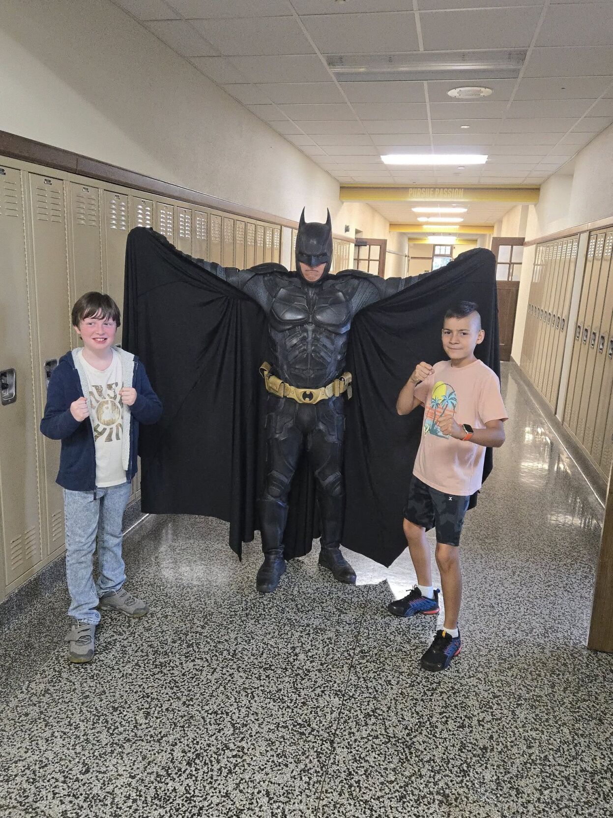 Batman visits students on first day of school | Atlantic ...