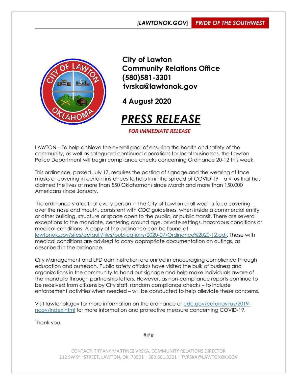 COVID-19 press release | | swoknews.com