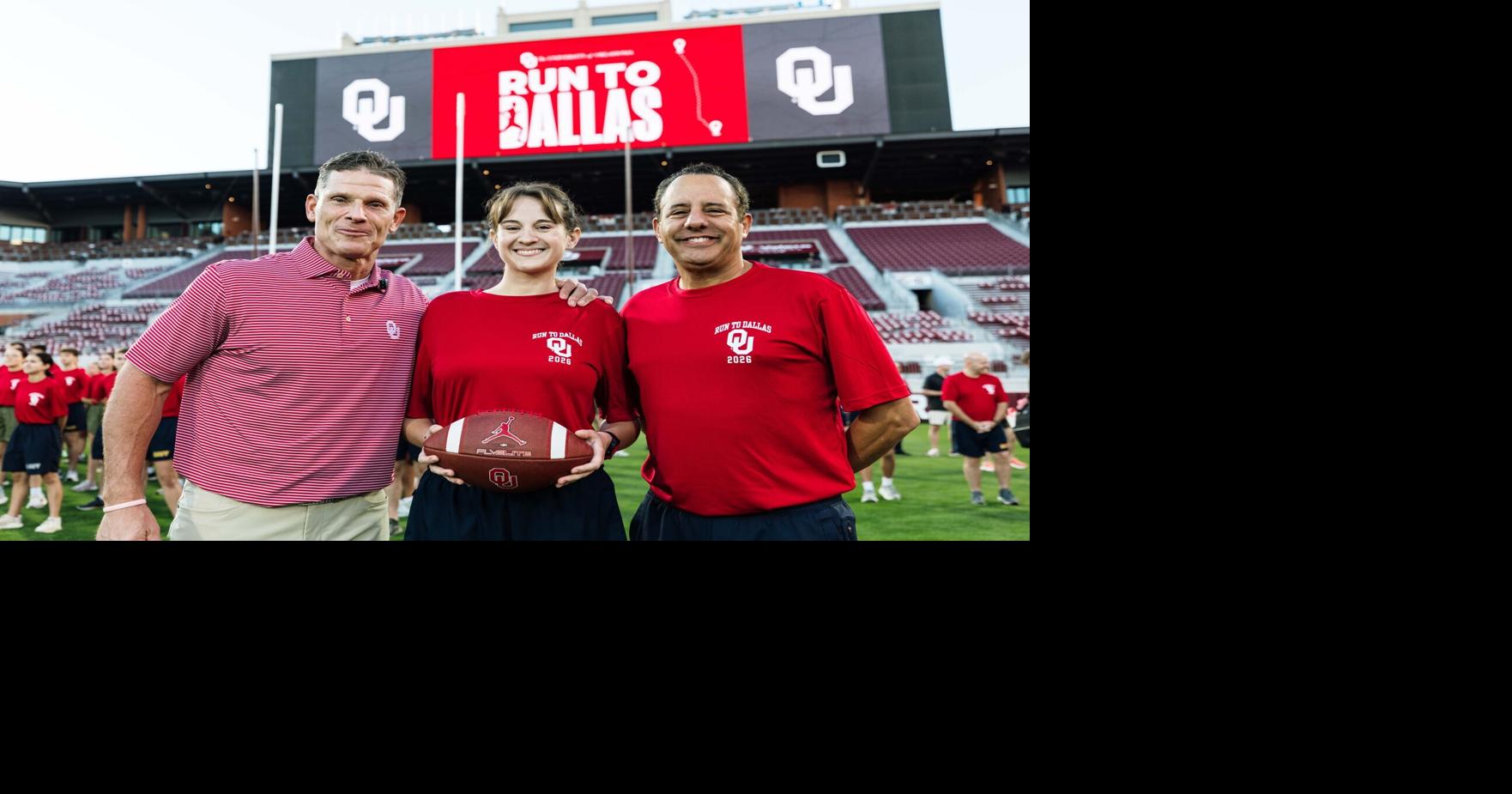 OU Naval ROTC students begin Run to Dallas with football | Community ...