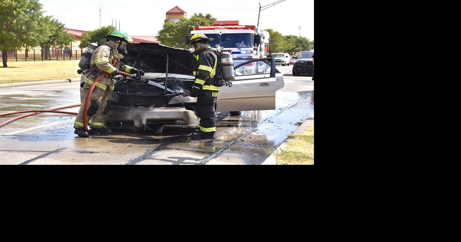 Car fire in front of Central Middle School