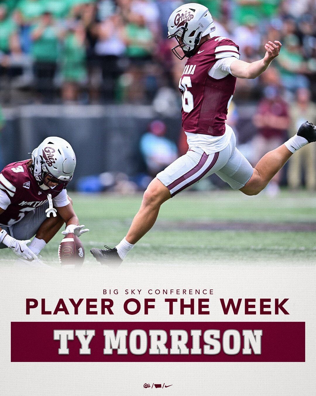 UM's Ty Morrison named Big Sky Special Teams Player of the Week ...