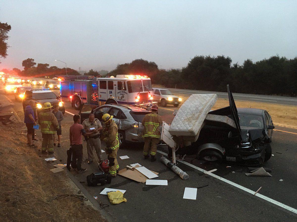 Four hospitalized following sevenvehicle crash on southbound Highway