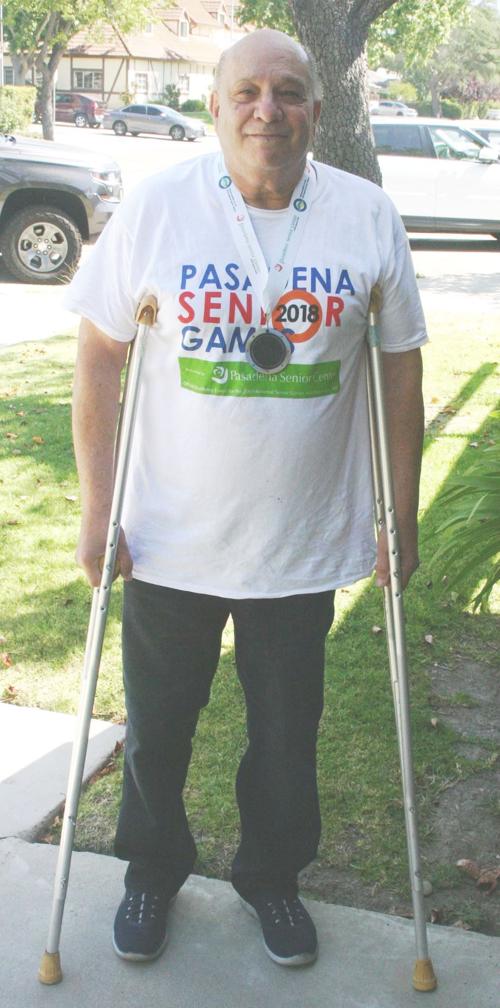Joe Lisoni on crutches