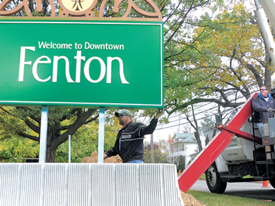300-pound welcome sign in Freedom Park