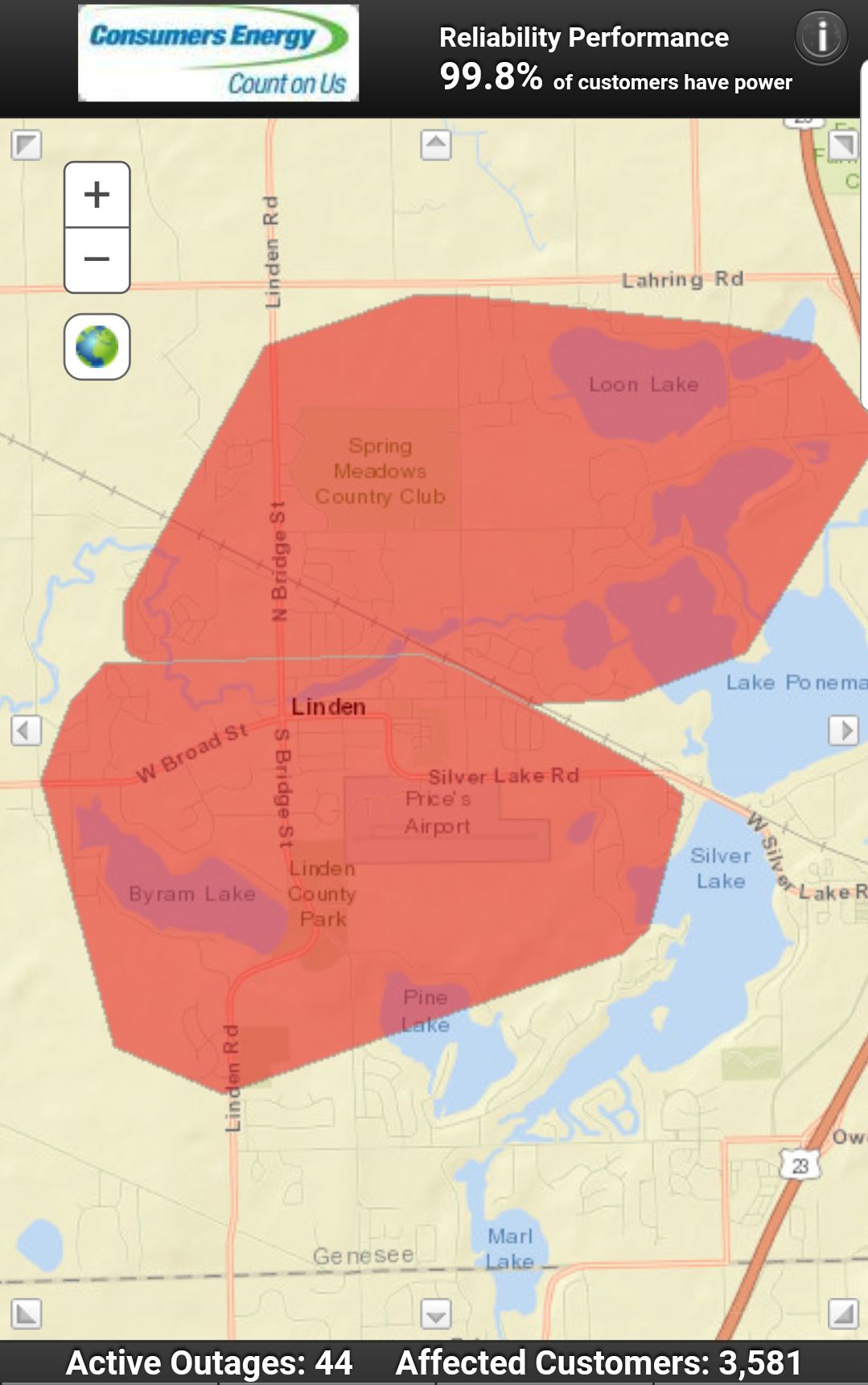 Power outage affecting 2,900 customers in Linden area | News for Fenton