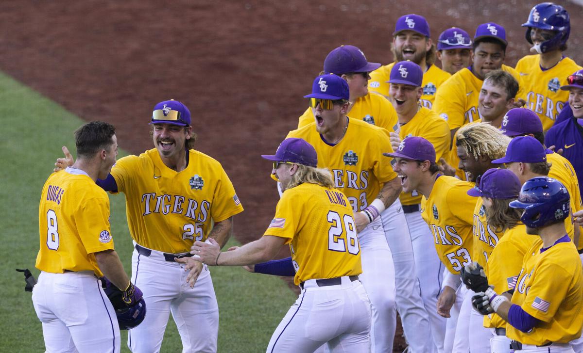 LSU outfielder Josh Pearson (11) throws before an NCAA baseball