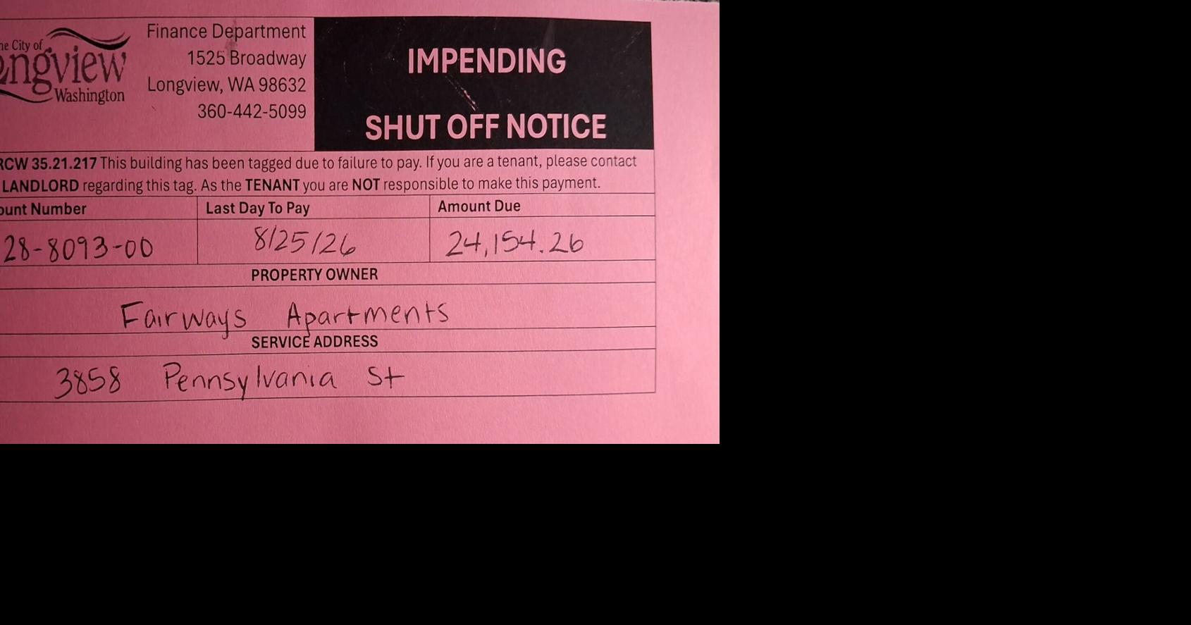 Fairways tenants receive water shut-off notices for 3rd time in 5 months