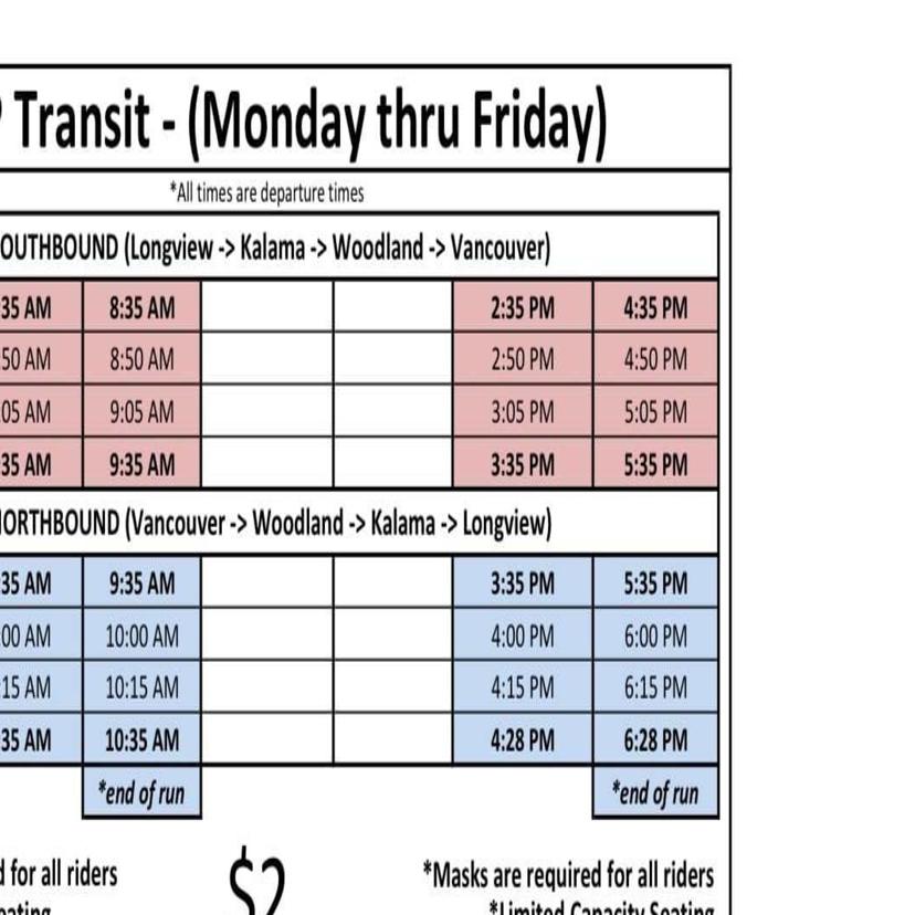 Lower Columbia Cap To Resume Some Transportation Services Local Tdn Com
