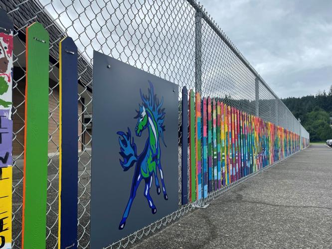 Mint Valley Elementary unveils mural installed to beautify security fencing at Longview school