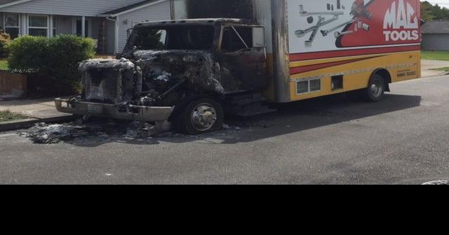 Early morning fire engulfs cab of tool truck