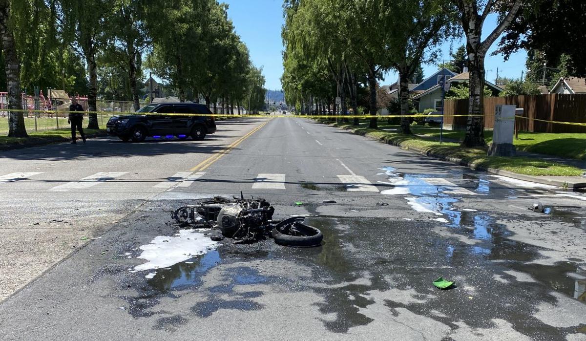 Destroyed motorcycle