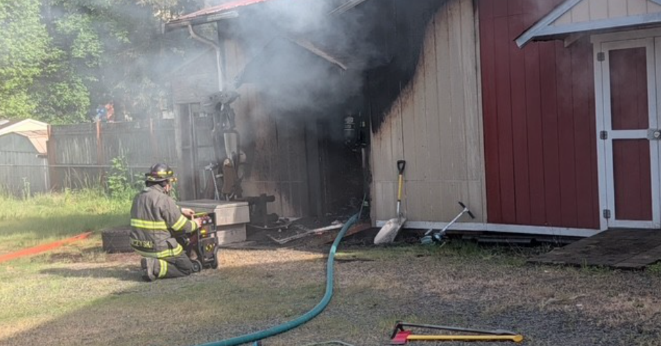 Shed fire extinguished in Lexington