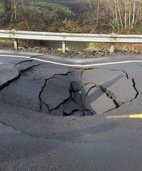 Pleasant Hill Road damage in February
