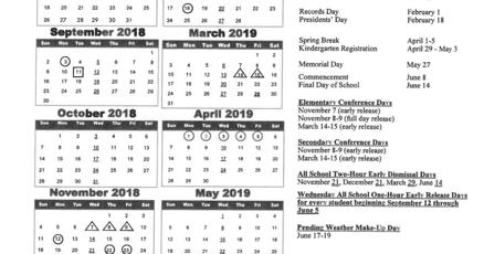 2018 19 Longview School Calendar