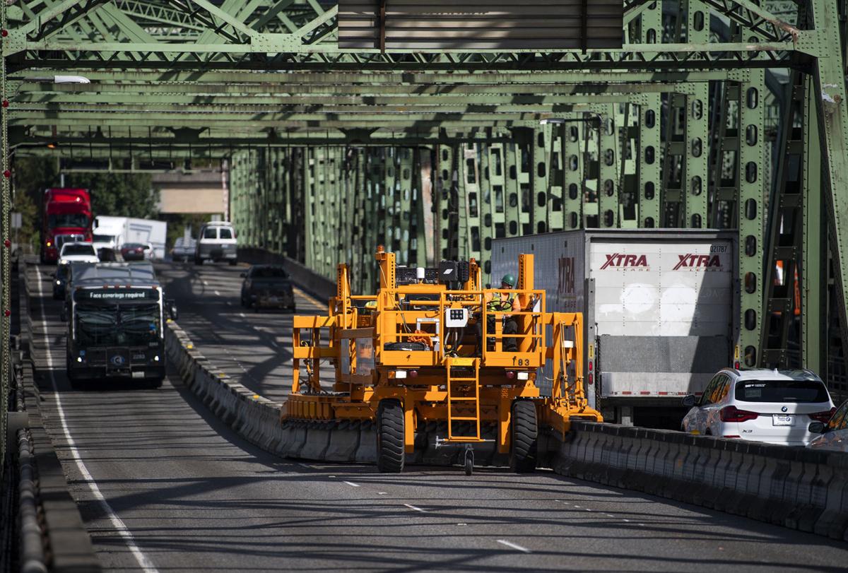 Machine transfers I5 barriers, traffic