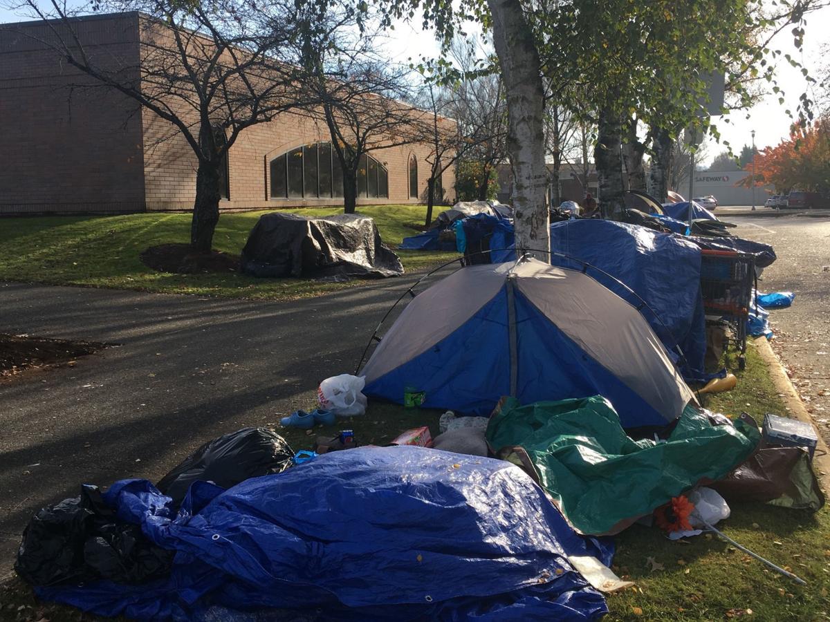 Tents set up outside Longview City Hall
