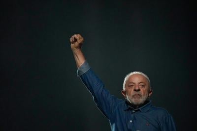 President Luiz Inácio Lula da Silva addresses supporters during a victory rally in Sao Paulo, Brazil, on Oct. 25, 2026, after winning a fourth presidential term.
 AP Photo/Natacha Pisarenko via The Conversation