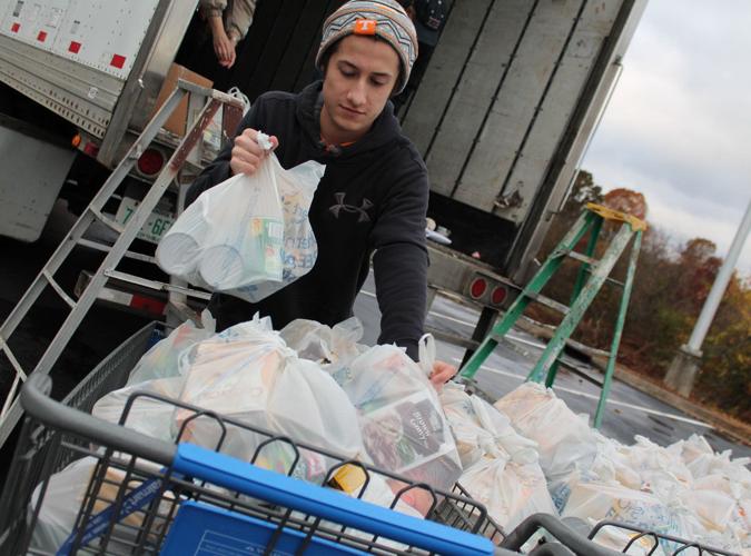 Baskets distributed for Thanksgiving