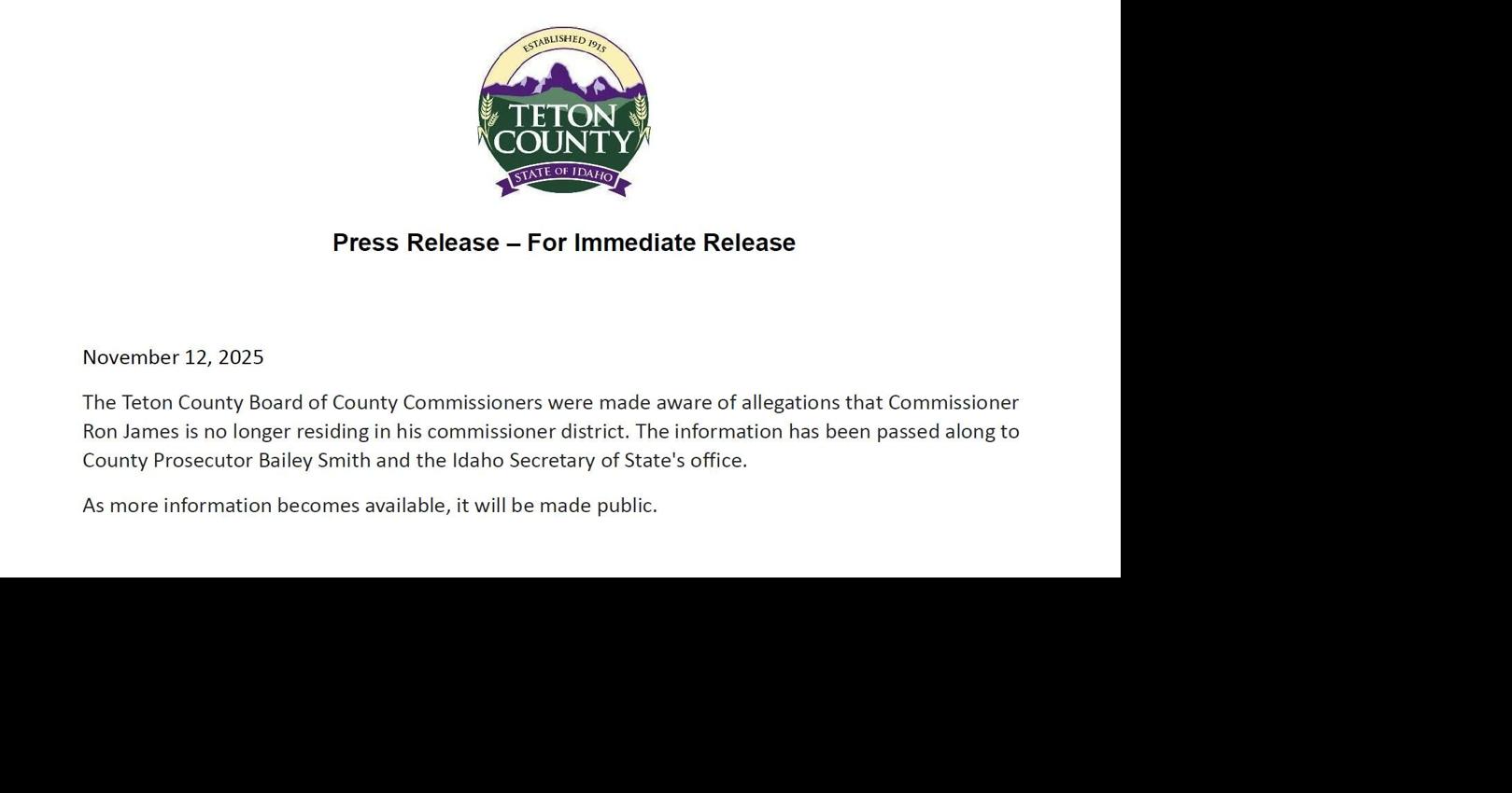 Allegations rise that Commissioner James no longer resides in district; no further public information