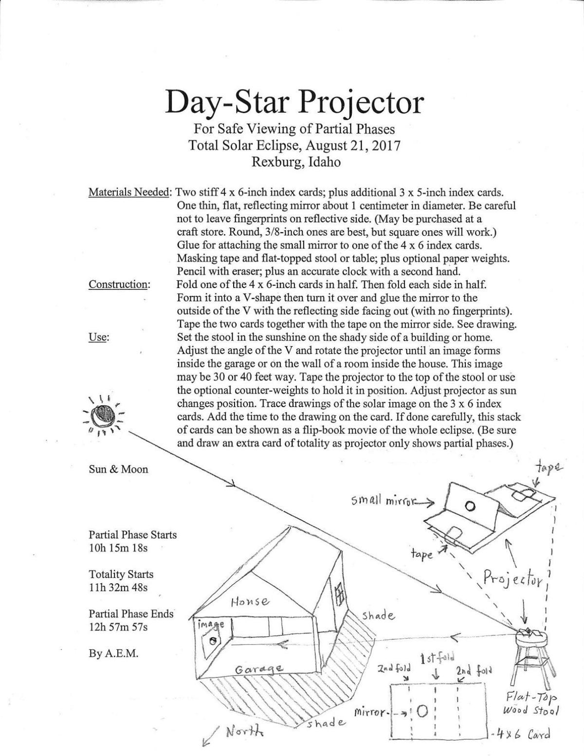 Instructions for building and using a "day-star projector" | News