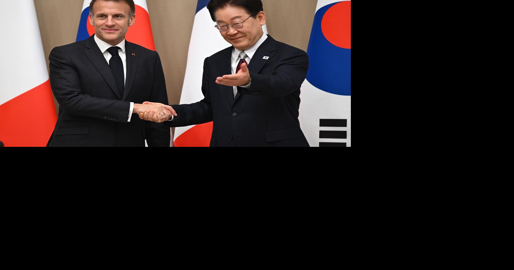 French and South Korean leaders say they'll work together on the Strait of Hormuz
