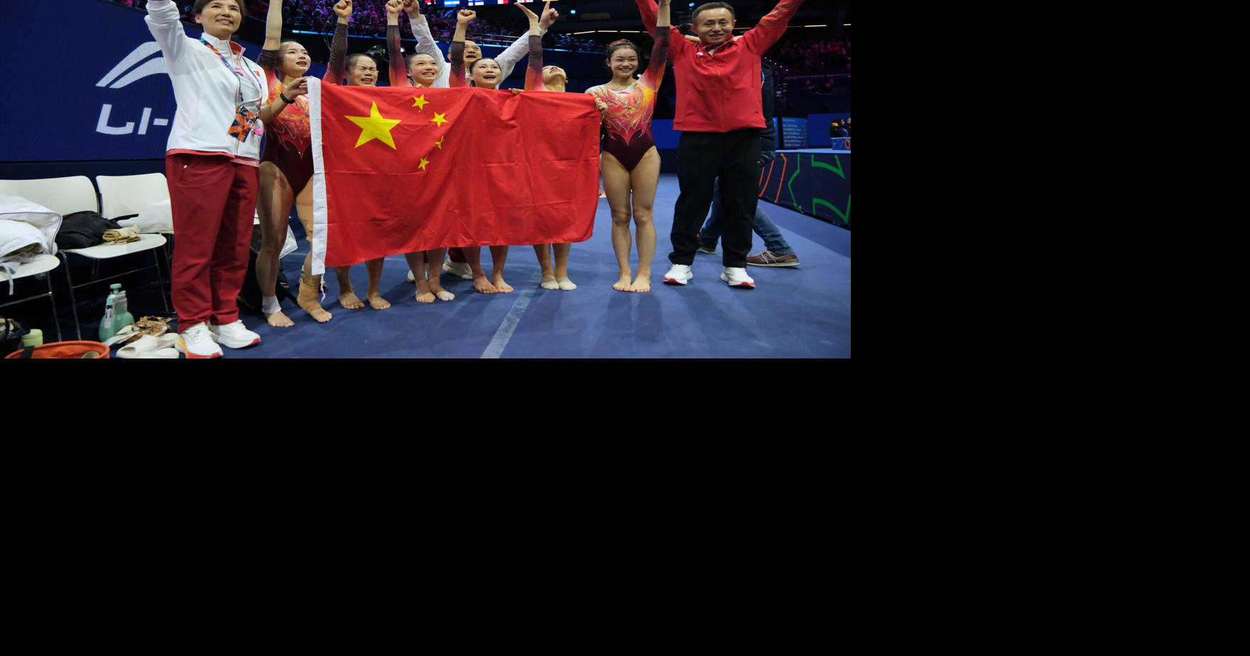 China slips by the U.S. to earn gold in the women's team final at the world gymnastics championships