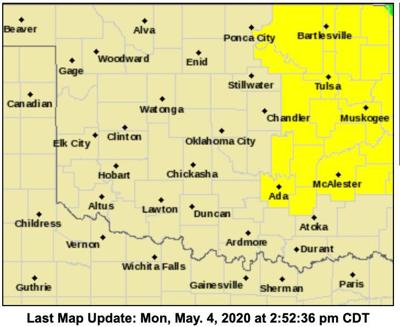 Tornado watch issued for eastern Oklahoma; includes the Ada ...