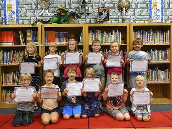 First grade citizenship winners for September at Arab Primary School are: from left front, Kolton Hardin, Serenity Dorn, Graeson Harden, Kamryn Partain, JP Parmer, Maci Mier; back, Claire Cantrell, Grant Cole, Skylar Terrell, Logan Wooten, Abbilea Hyatt, Alex Highsmith.