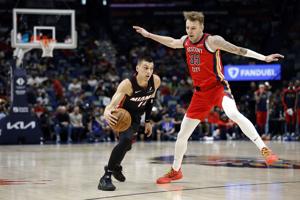 Heat highest-scoring win ever does nothing to prevent No. 10 fate; will open play-in Wednesday in Chicago