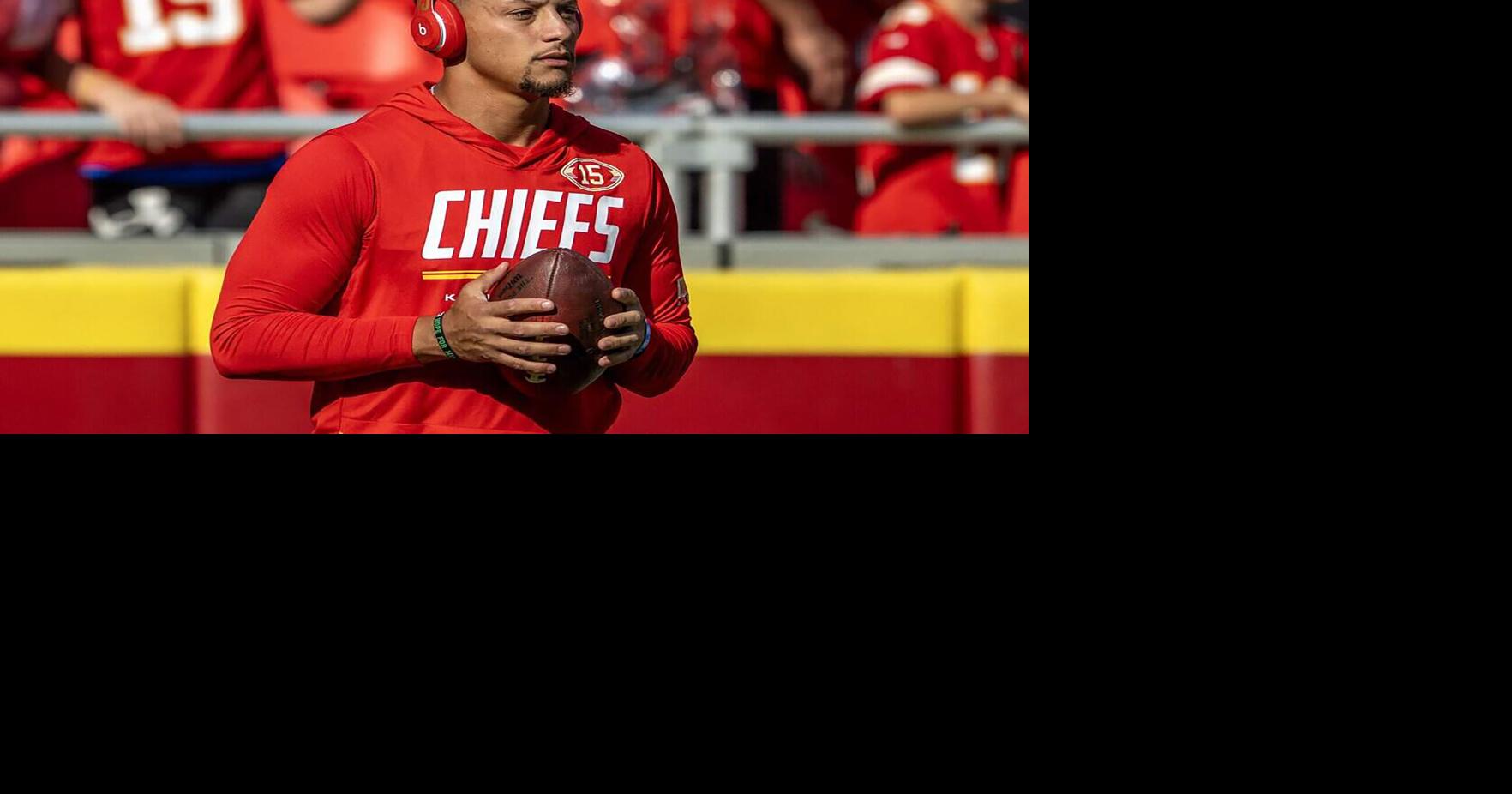 Kansas City Chiefs quarterback Patrick Mahomes warms up before an NFL preseason game against the Seattle Seahawks at Arrowhead Stadium on Friday, Aug. 28, 2026, in Kansas City.