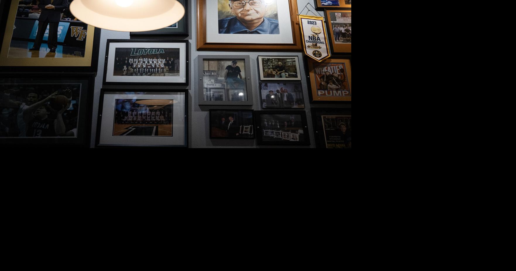 The walls are covered with basketball memorabilia during the annual 