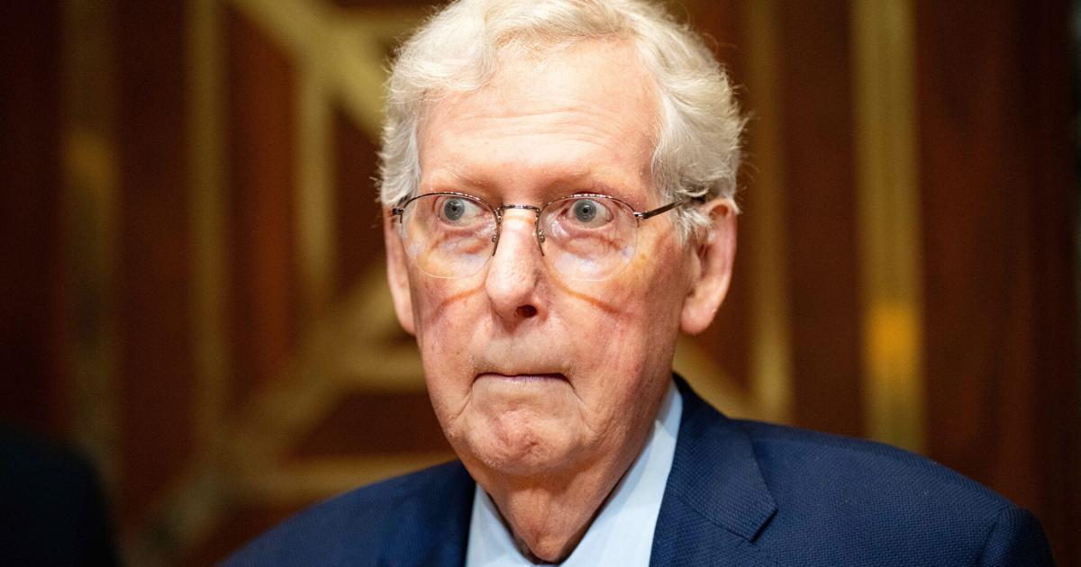 Mitch McConnell arrives to chair the Senate Appropriations Subcommittee on Defense hearing on the budget request for the U.S. Army on Tuesday, May 19, 2026, in Washington, D.C..